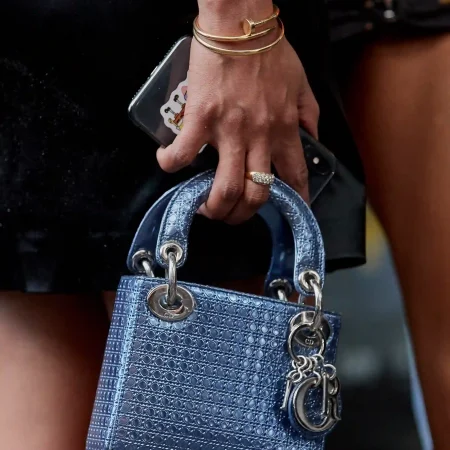 Mini Lady Dior Metallic Blue