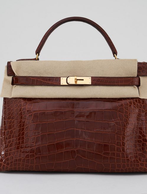 Hermès Kelly 32 Alligator Etrusque Saclàb Felt