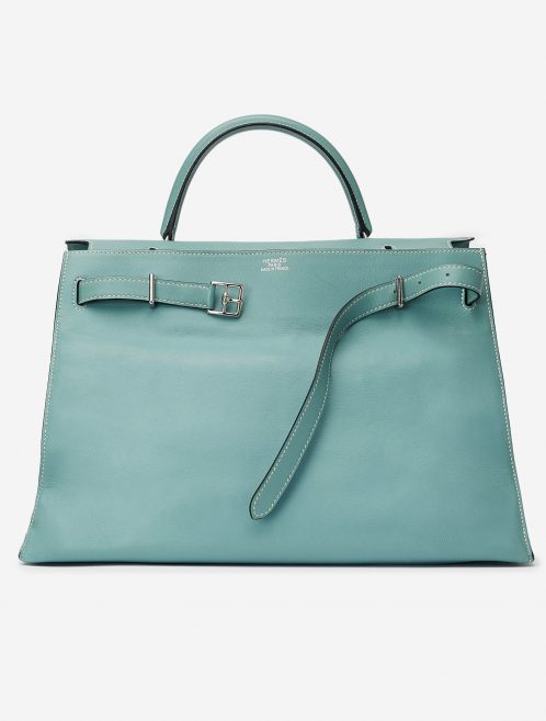 Pre-owned Hermès bag Kelly Flat 35 Swift Blue Atoll | Sell your designer bag on Saclab.com