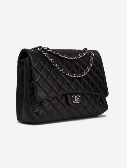 Chanel Timeless Jumbo Lamb Black Single flap silver by saclab
