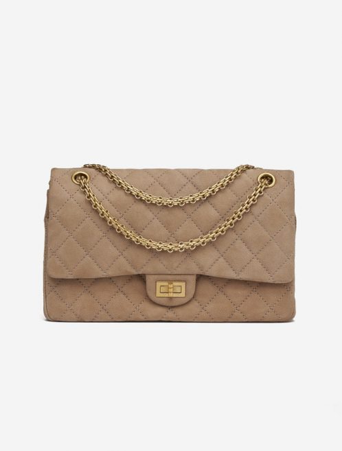 Chanel 2.55 227 Suede Nude buy second hand designer bags 