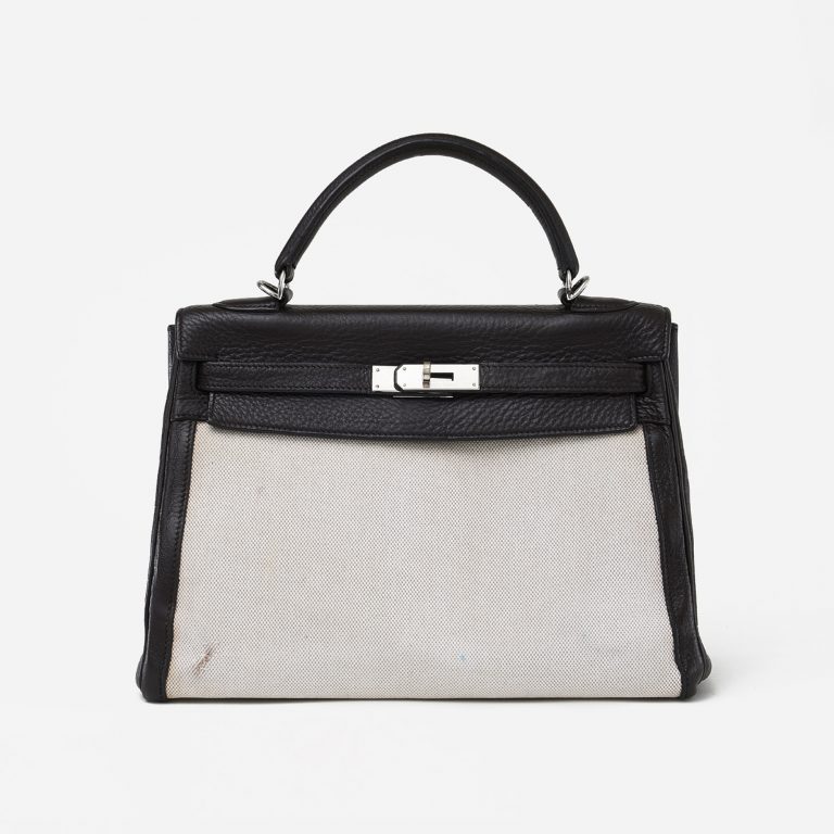 Hermes Kelly 32 Toile Beige Fjord Café