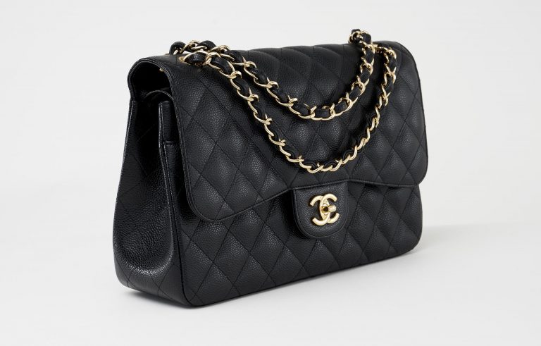 Chanel Classic Flap Jumbo Caviar Black Saclàb Side