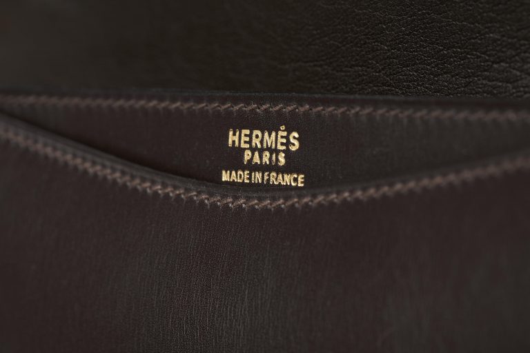 Hermès Vintage Alcazar Box Calf Marron Saclàb Logo