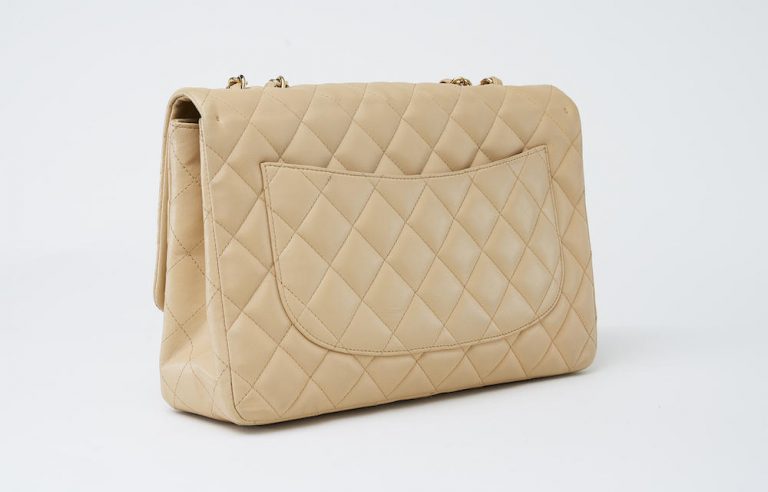 Chanel Classic Single Flap Jumbo Lambskin Beige Saclàb Side back