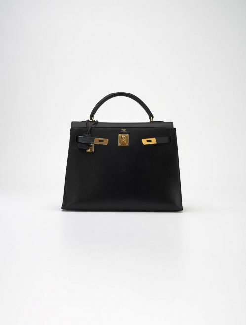 40 Hermès Kelly 32 Box Calf Noir Saclàb Front open