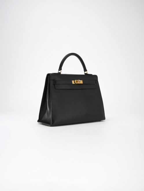 40 Hermès Kelly 32 Box Calf Noir Saclàb Side front