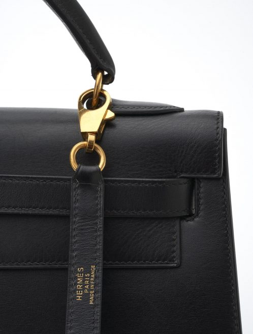 40 Hermès Kelly 32 Box Calf Noir Saclàb Hardware Logo