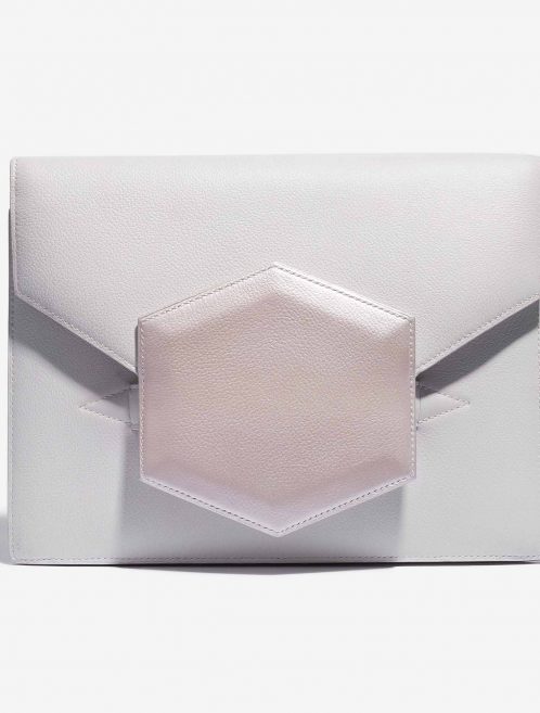 Customised Hermès Faco Clutch Evergrain White Front Open