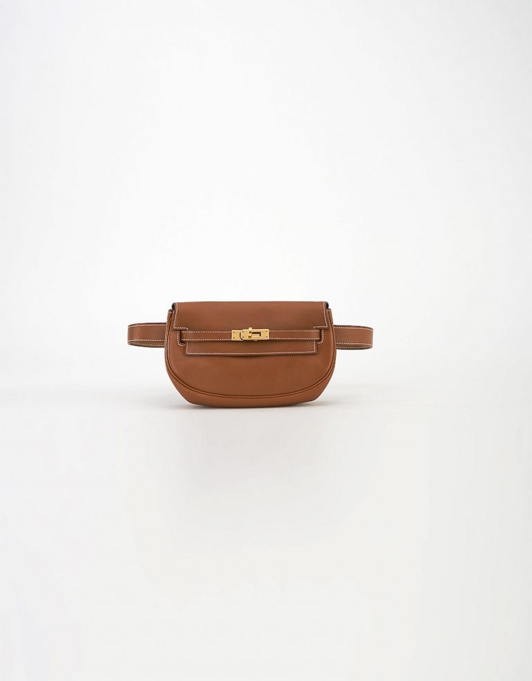 62 Hermes Kelly Swift Gold Pochette Belt Gold Saclab Front