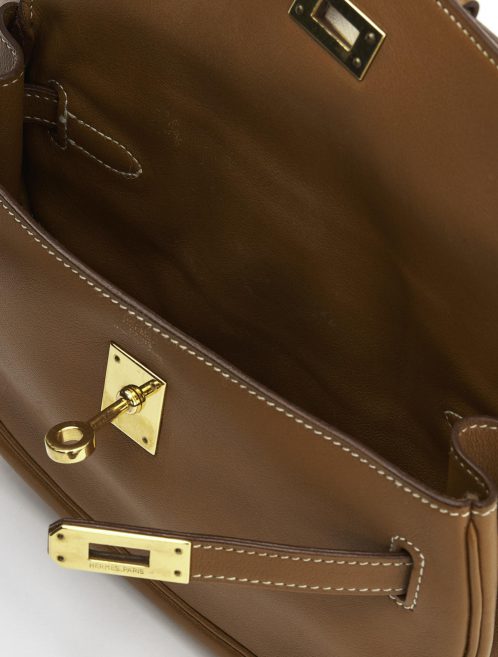 62 Hermes Kelly Swift Gold Pochette Belt Gold Saclab Inside