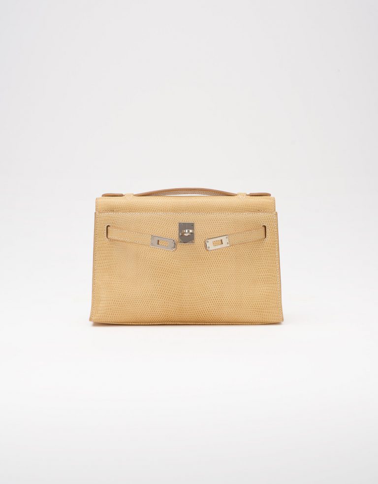 Hermes Kelly Pochette Lizard Vanille Saclàb Front Open