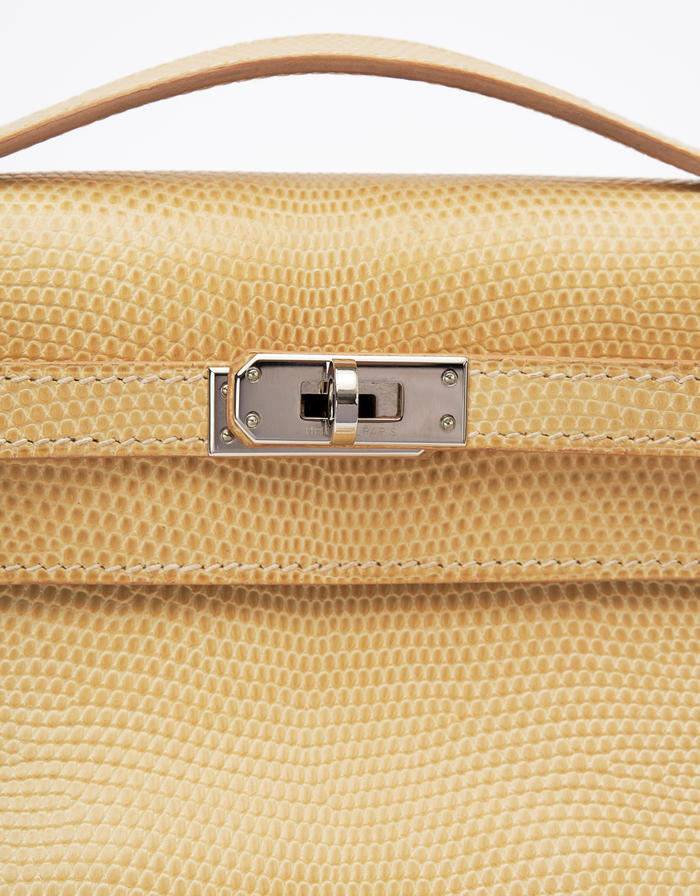 Hermes Kelly Pochette Lizard Vanille Saclàb Front