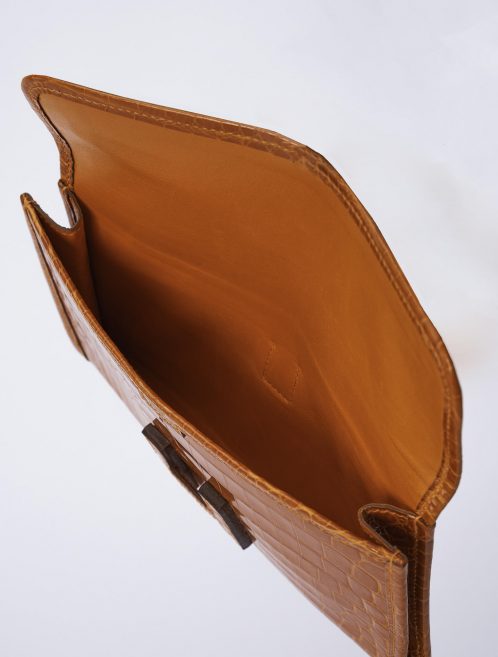 86 Hermes Jige 20 Niloticus Crocodile Orange H Saclab Inside