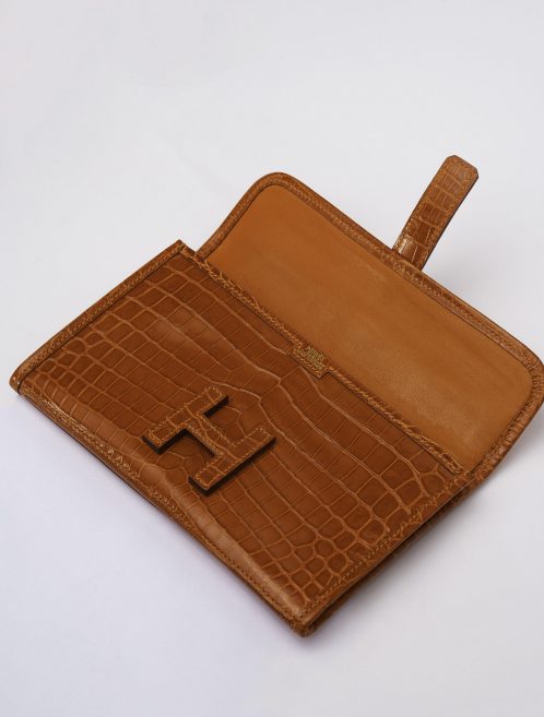 86 Hermes Jige 20 Niloticus Crocodile Orange H Saclab open