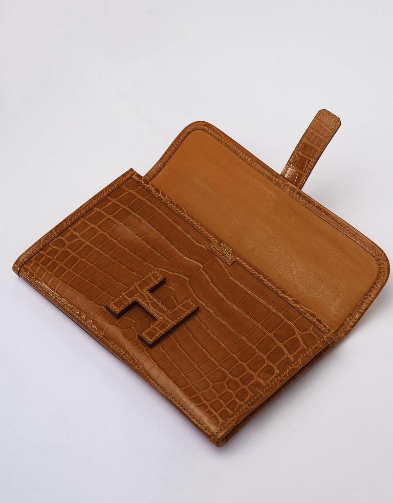 86 Hermes Jige 20 Niloticus Crocodile Orange H Saclab open