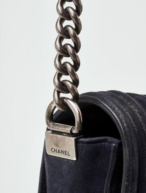Chanel Boy Large Calfskin Metallic Dark Blue Saclàb Chain
