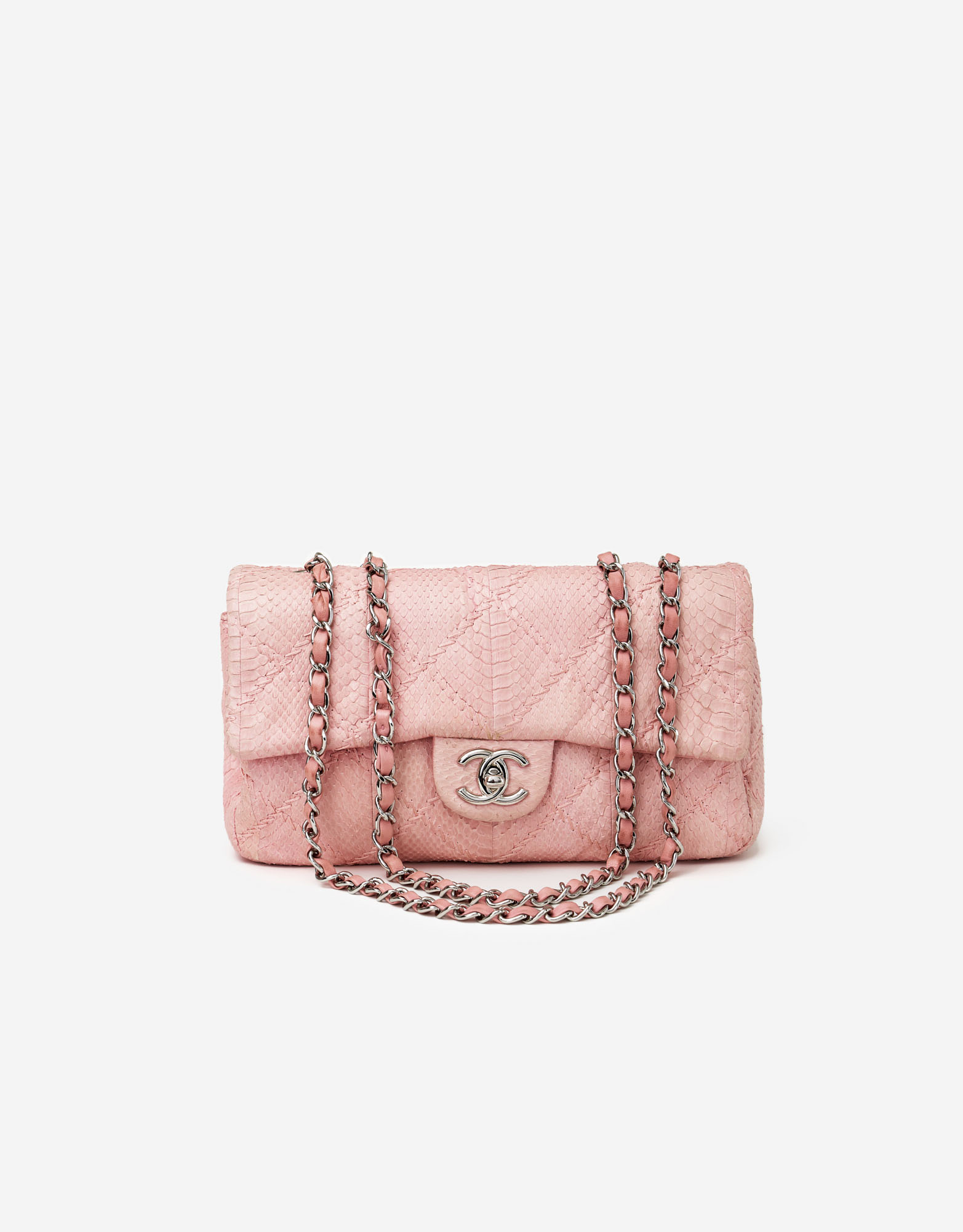 Chanel Timeless Mini Single Flap Python Light Pink | SACLÀB
