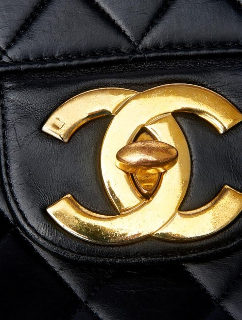 Chanel Jumbo Calfskin Black Vintage Saclàb CC Logo