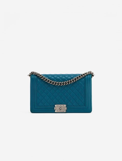 Pre-owned Chanel bag Boy Medium Lamb Petrol Blue | Sell your designer bag on Saclab.com