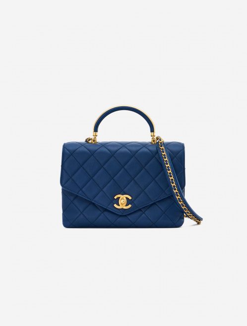 Pre-owned Chanel bag Top Handle Medium Lamb Blue Blue | Sell your designer bag on Saclab.com