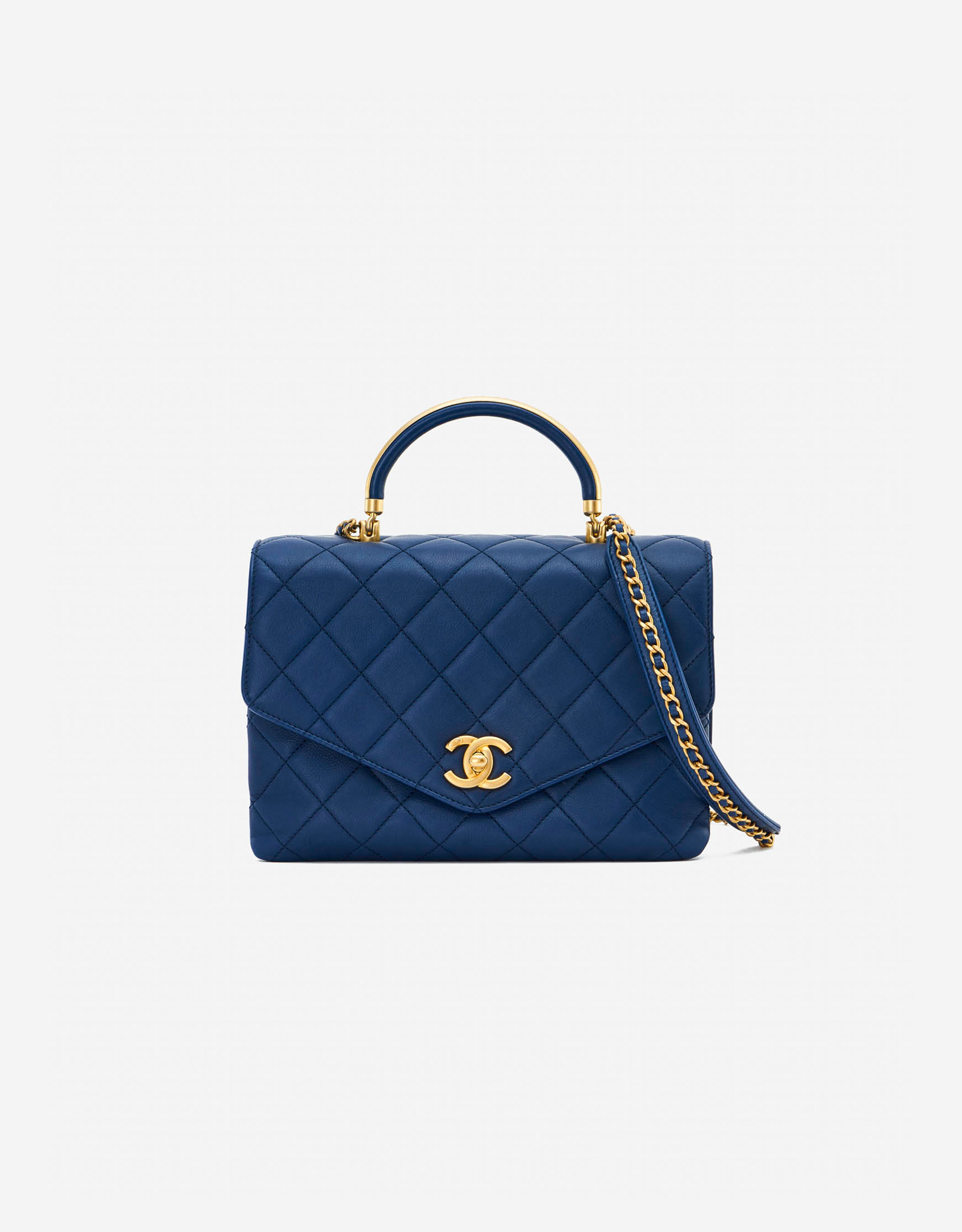 Chanel mittelgroße Henkeltasche Lammleder Blau SACLÀB