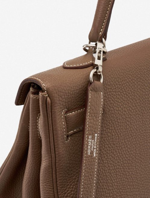 Pre-owned Hermès bag Kelly 40 Clemence Etoupe Beige, Brown | Sell your designer bag on Saclab.com