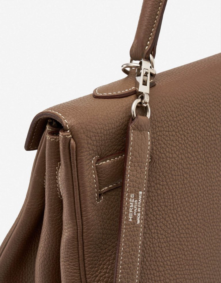 Pre-owned Hermès bag Kelly 40 Clemence Etoupe Beige, Brown | Sell your designer bag on Saclab.com