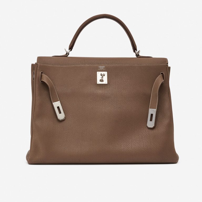 Pre-owned Hermès bag Kelly 40 Clemence Etoupe Beige, Brown | Sell your designer bag on Saclab.com