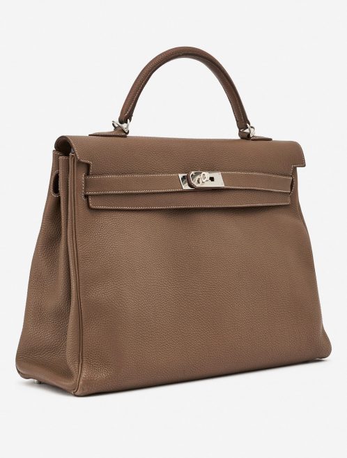 Pre-owned Hermès bag Kelly 40 Clemence Etoupe Beige, Brown | Sell your designer bag on Saclab.com