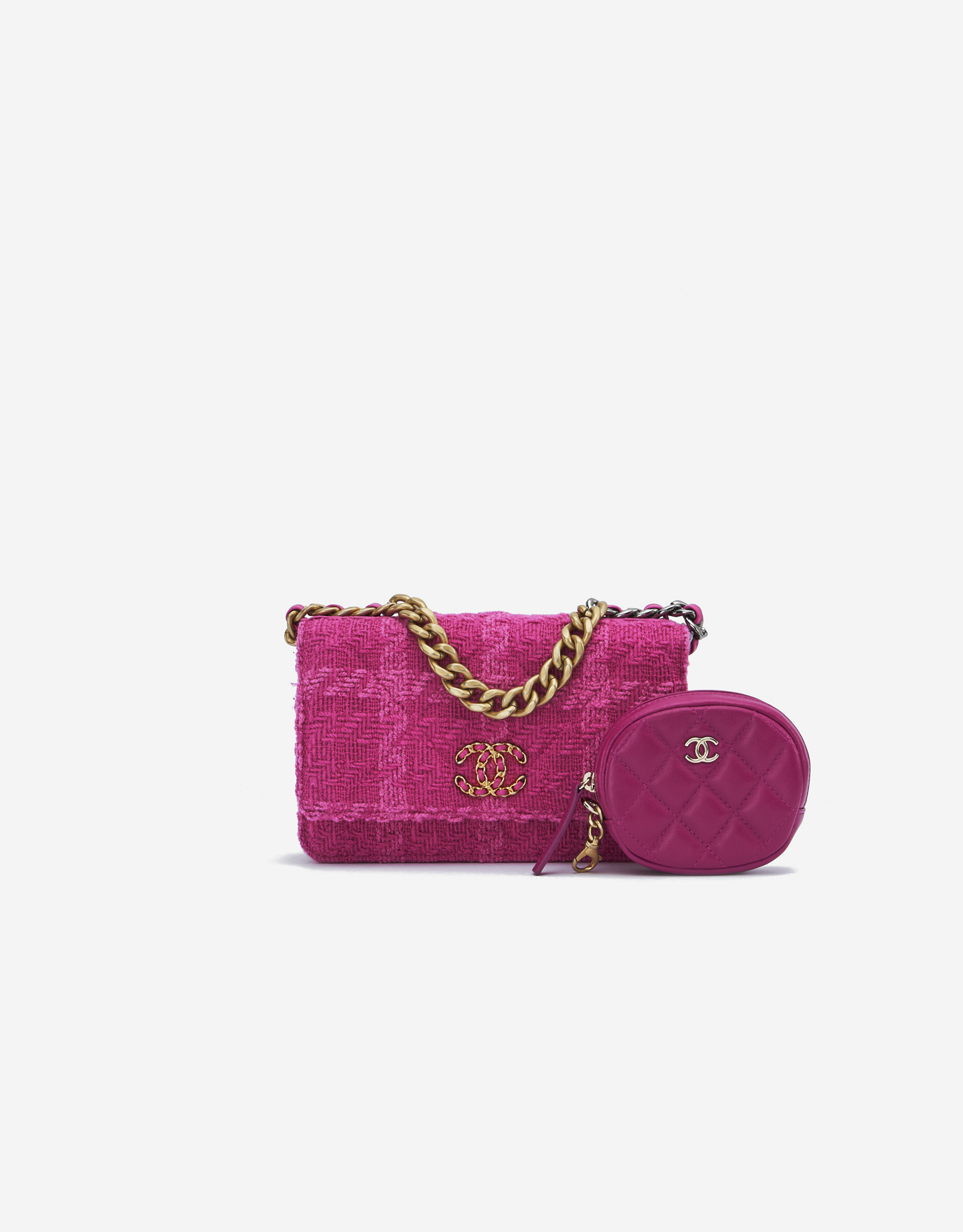 その他 CHANEL post card Chanel 19 Wallet On Chain Tweed Pink | SACLÀB