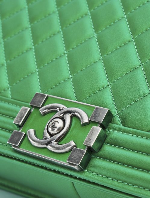 Chanel Boy Medium Lamb Metallic Green Hardware