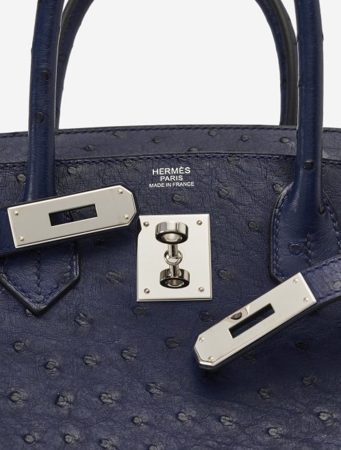 Hermès Birkin 30 Ostrich Blue Iris Palladium Hardware SACLÀB