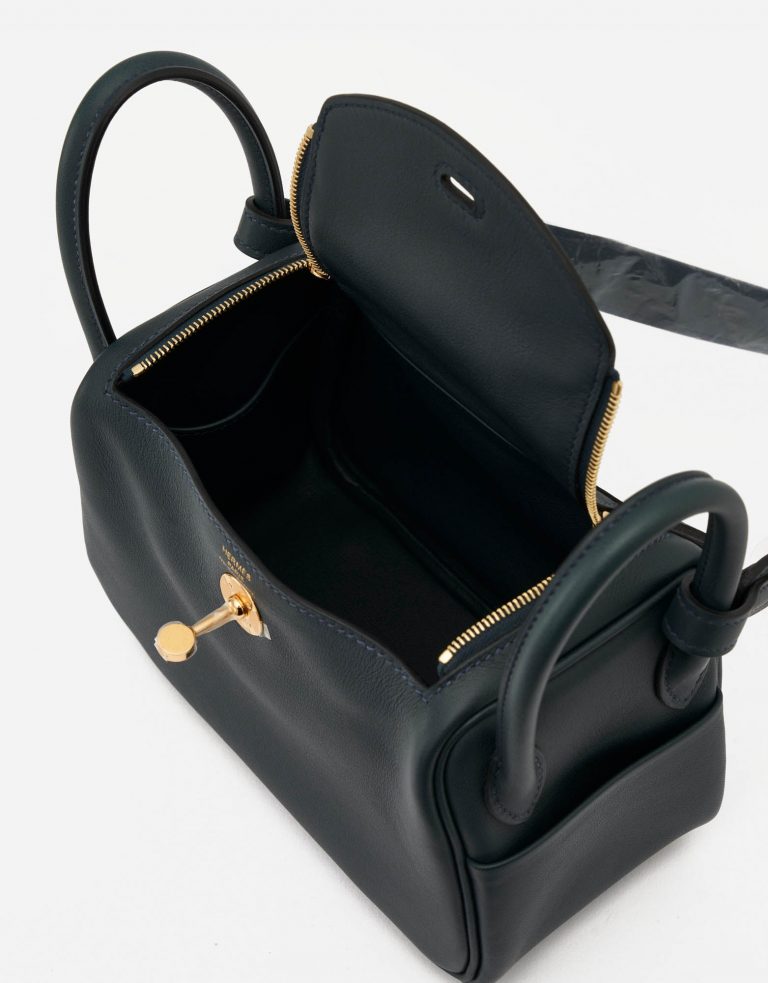 Hermès Lindy Mini Swift Vert Rousseau Inside SACLÀB