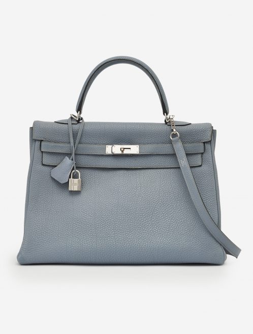 Pre-owned Hermès bag Kelly 35 Clemence Bleu Lin | Sell your designer bag on Saclab.com