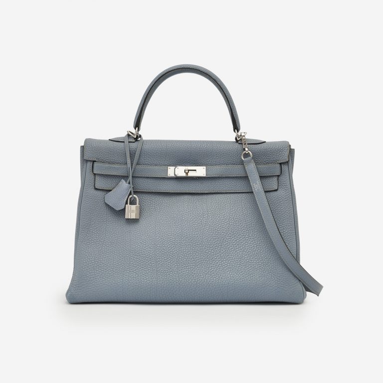 Pre-owned Hermès bag Kelly 35 Clemence Bleu Lin | Sell your designer bag on Saclab.com