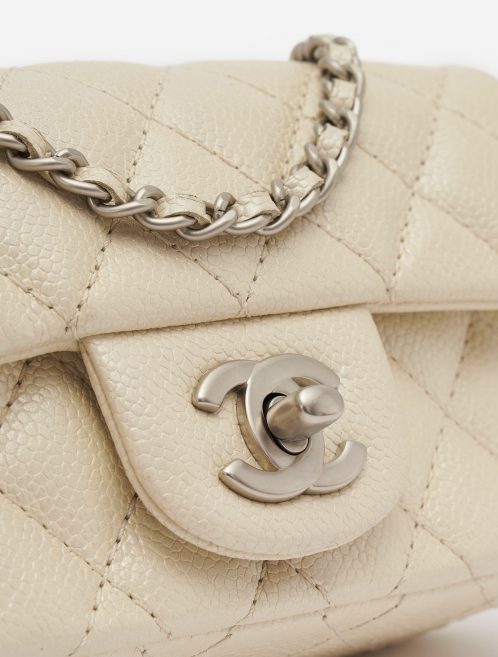 Chanel Timeless Mini Caviar Leather Pearl Handbag Silver Matte Hardware