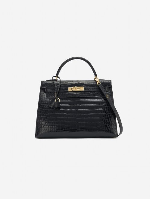 Hermès Kelly 32 Crocodile Porosus Black Vintage Handbag