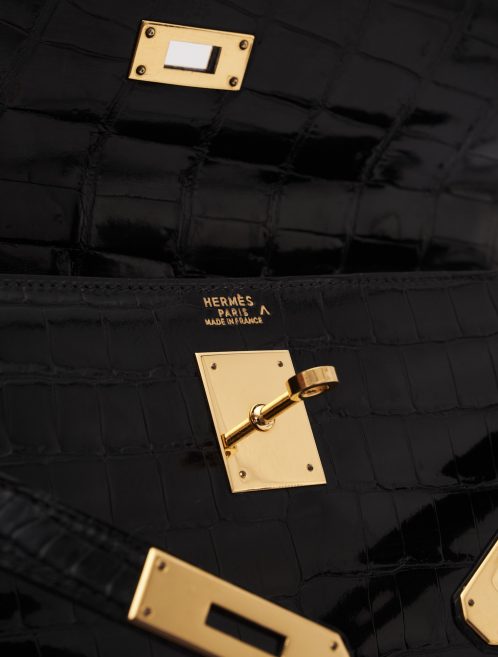 Hermès Kelly 32 Crocodile Porosus Black Vintage Gold Hardware
