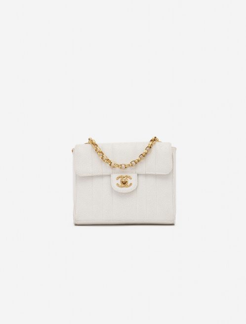 Vintage Chanel Timeless Mini Caviar White Handbag