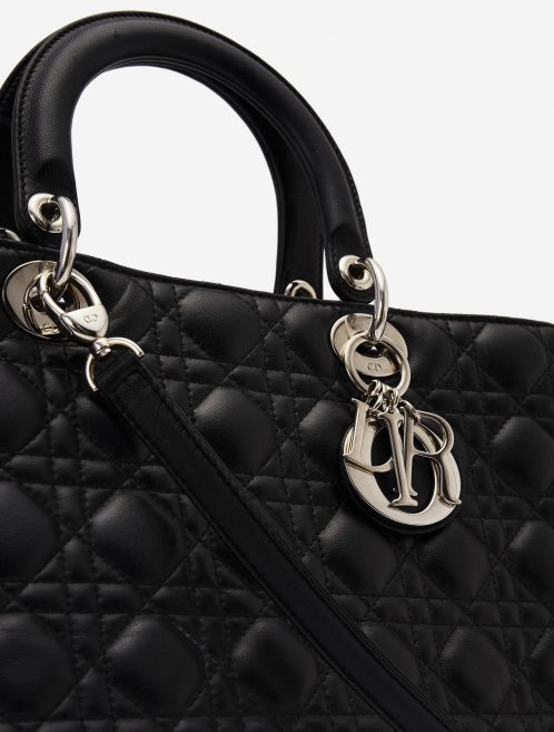 Dior Lady Large Calf Black Secondhand Handbag Charms
