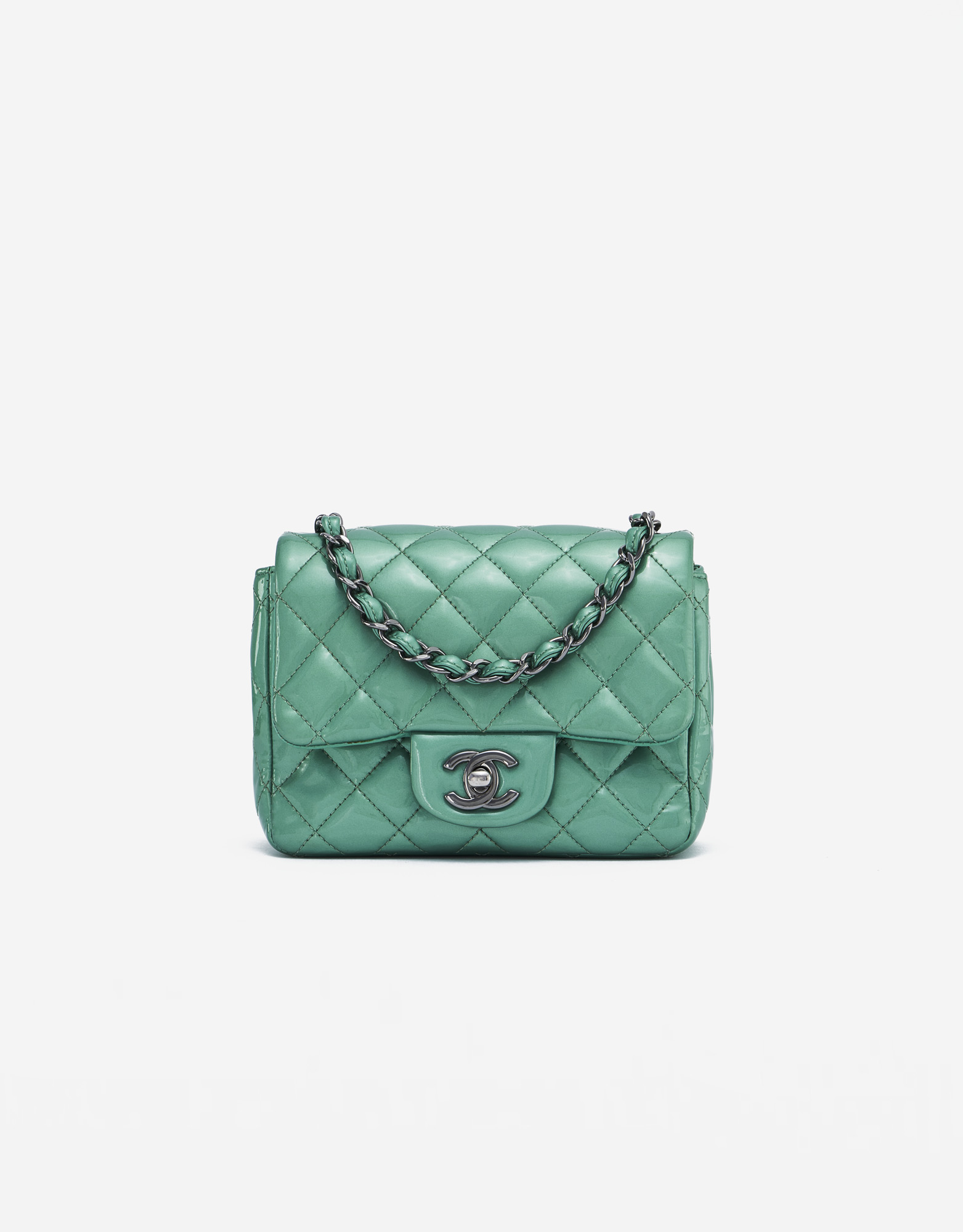 Chanel Timeless Mini Square Patent Green | SACLÀB