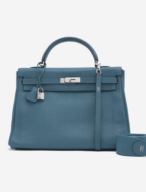 Hermès Kelly 35 Clemence leather Colvert Blue SACLÀB