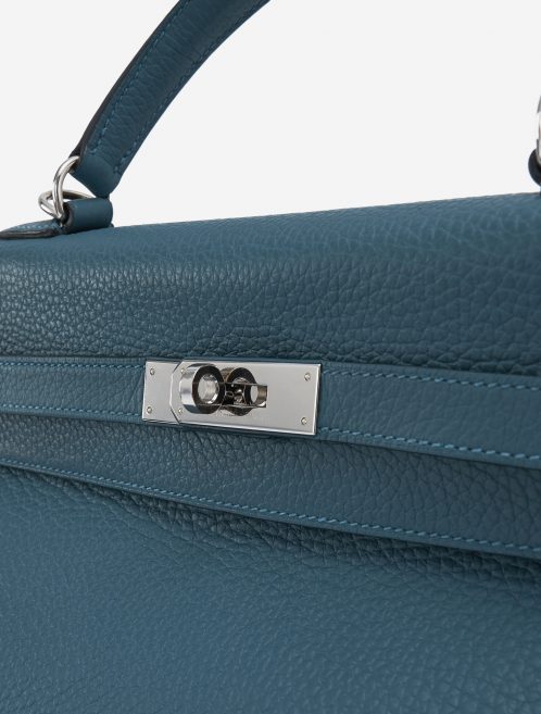 Hermès Kelly 35 Clemence leather Colvert Blue Palladium Hardware SACLÀB