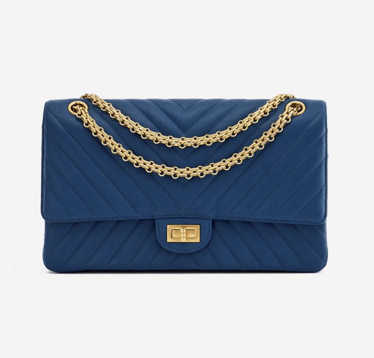 Frontside of a Limited-Edition Chanel 2.55 226 in Blue and Pink on SACLÀB