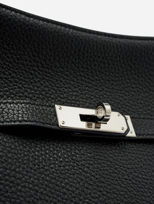 Hardware Close-Up of A Pre-Loved Hermés Jypsiere 28 Taurillon Clemence in Black