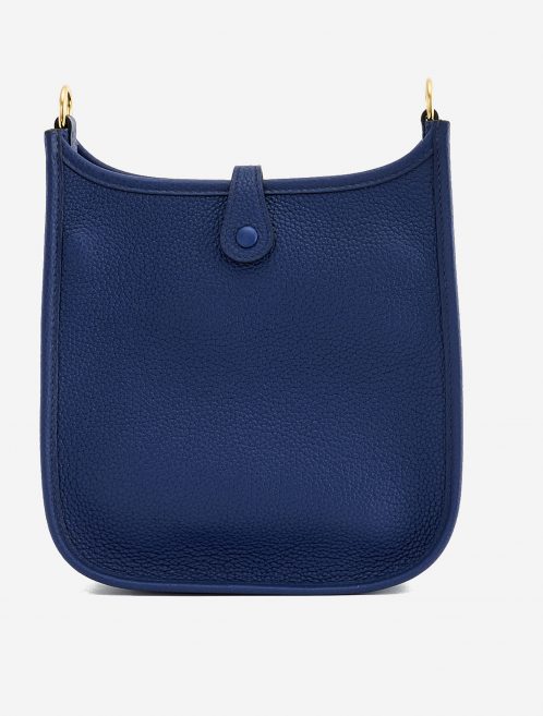 Backside of a pre-loved Hermès Evelyne 16 Amazone Blue Sapphire / Blue Indigo on SACLÀB