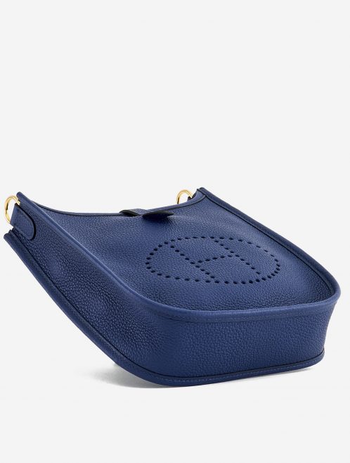 Bottom perspective of a pre-loved Hermès Evelyne 16 Amazone Blue Sapphire / Blue Indigo on SACLÀB