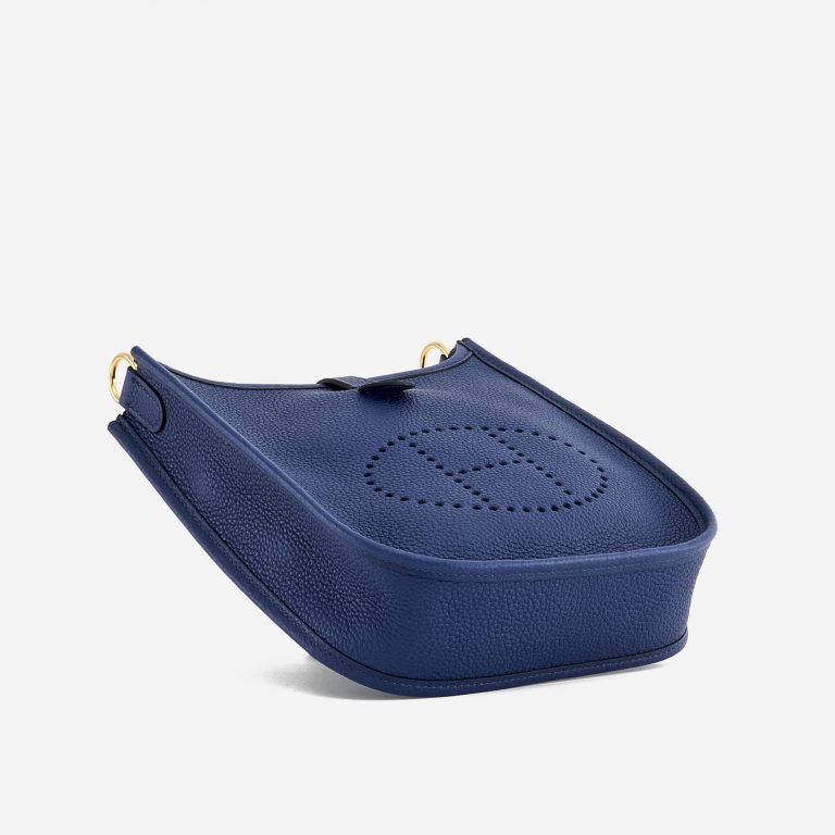 Bottom perspective of a pre-loved Hermès Evelyne 16 Amazone Blue Sapphire / Blue Indigo on SACLÀB