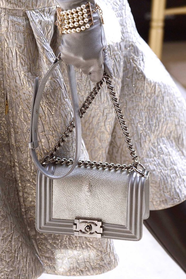 An exotic, silver Boy Bag for Chanel Fall/Winter 2016